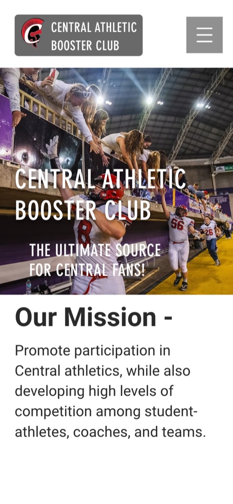 Central Athletic Boosters website, mobile
