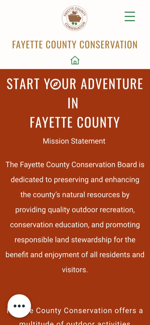 Fayette County Conservation website, mobile